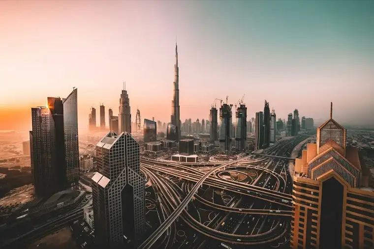 The Dubai skyline — illustration for Gulf jobs from Bihar
